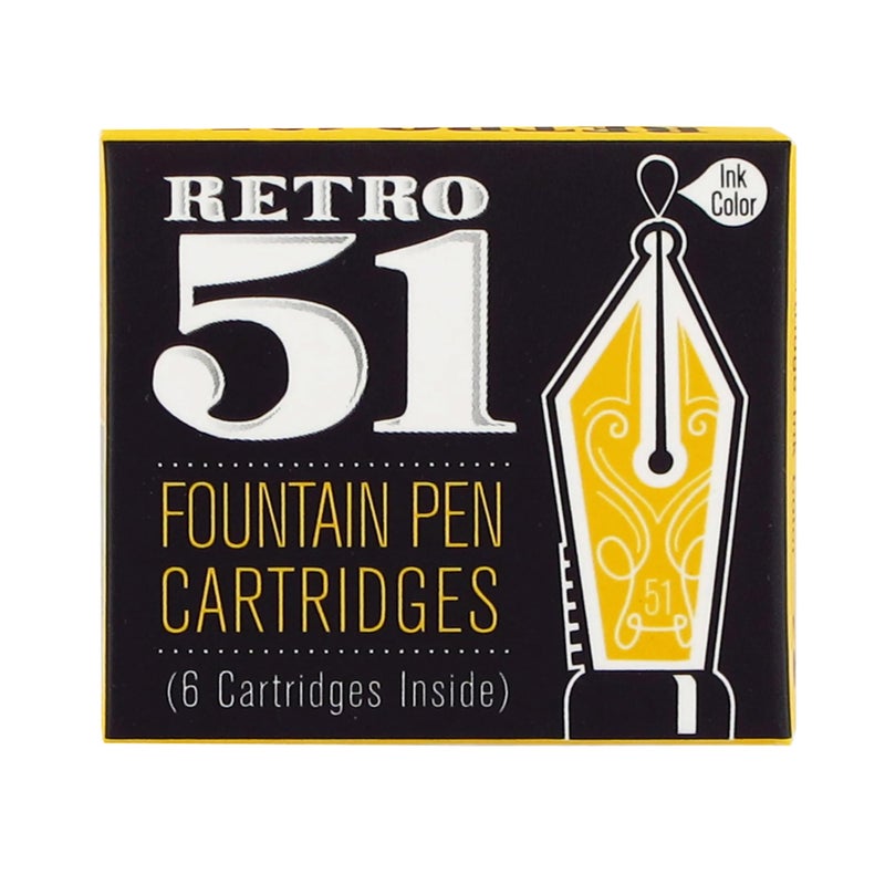 Retro 1951 إعادة تعبئة قلم الحبر Retro 51 Tornado - خراطيش حبر سوداء، 6-pack - تدفق متسق، مقاوم للتلطيخ، كتابة فاخرة - Image 1